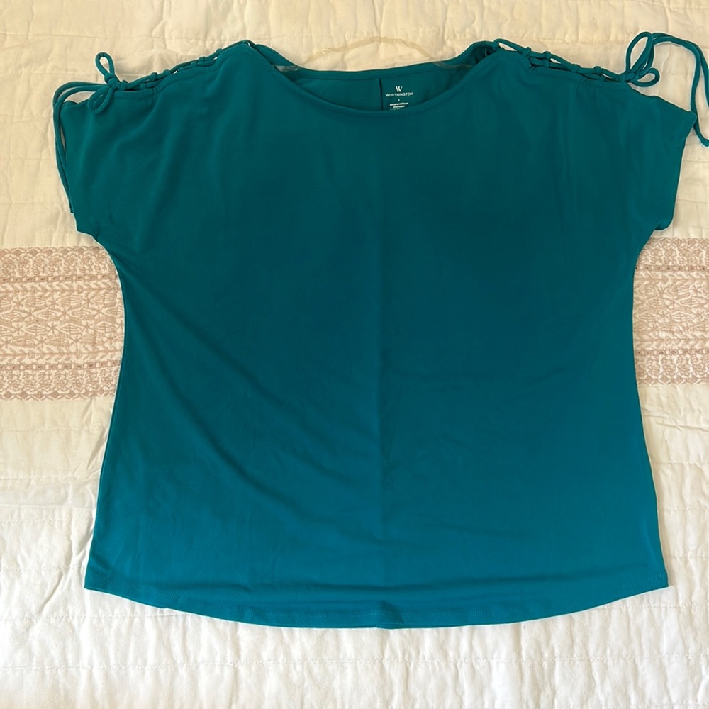 Teal Short Sleeve Blouse